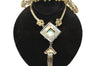Braunstein Ruby & Green Jade Gold Plated Floral Framed Necklace & Bracelet Set