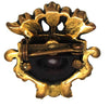 Floral Ruby Jelly Belly Gold Plate Urn Vintage Figural Pin Brooch 1930s