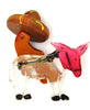 Bakelite Sleepy Rider Wood Sombrero Lucite Donkey Vintage Figural Brooch