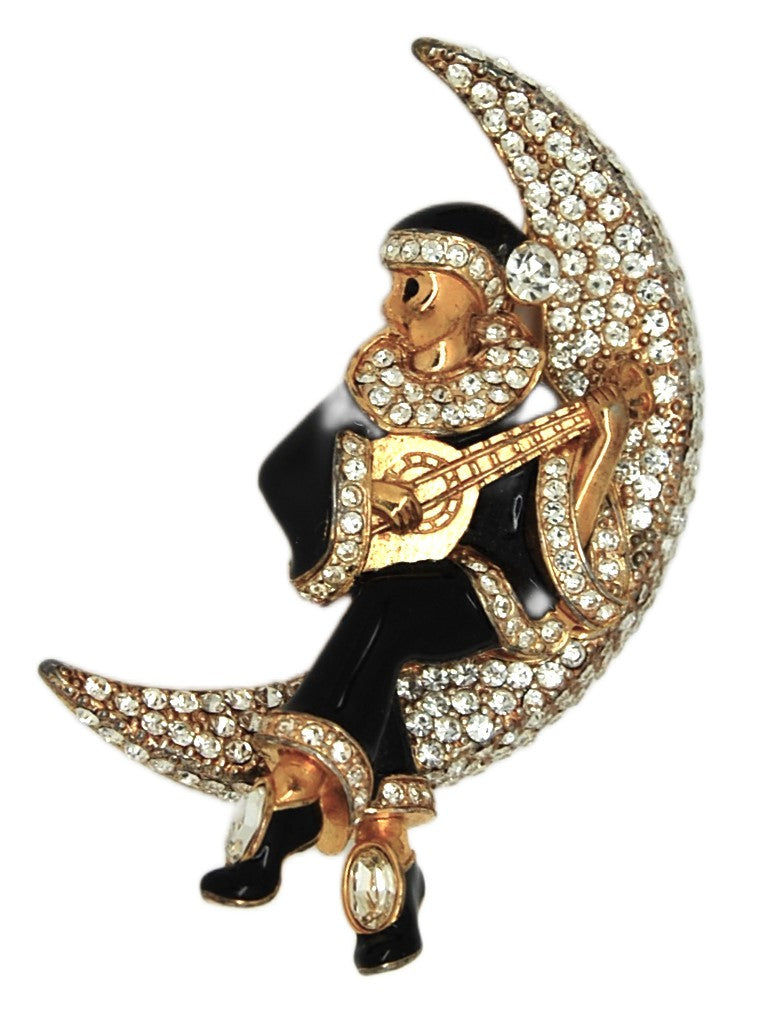 St John Swinging Man on the Moon Vintage Figural Brooch RARE