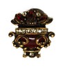 Floral Ruby Jelly Belly Gold Plate Urn Vintage Figural Pin Brooch 1930s