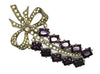 Bow Swag Pot Metal Amethyst Rectangular Stones Vintage Figural Brooch