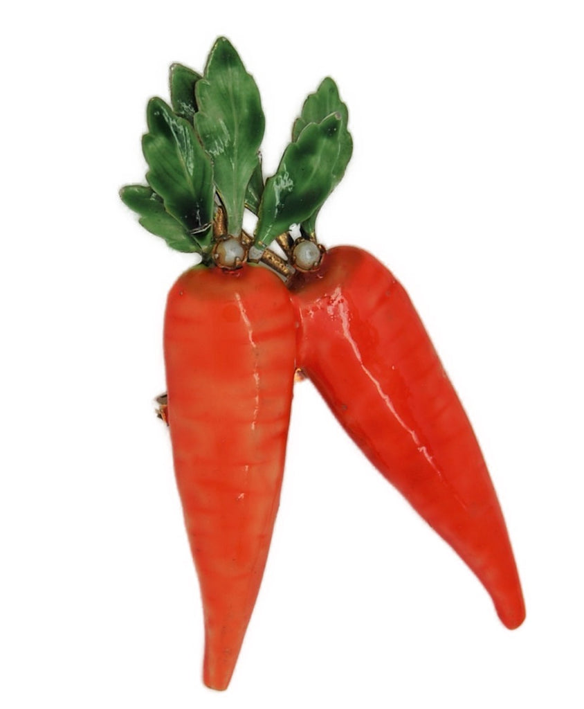 Original by Robert Enamel Carrots Vintage Costume Brooch