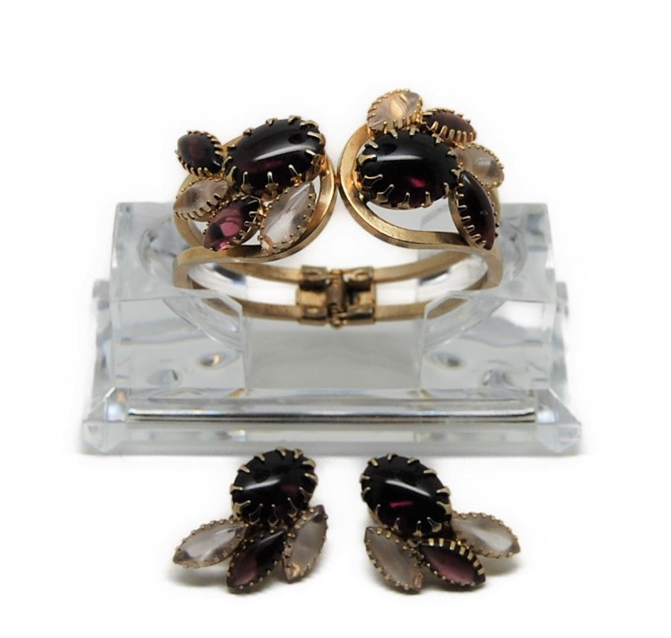 D&E Juliana Dogtooth Vintage Hinged Cuff & Matching Clasp Earrings