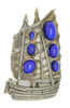 Little Nemo Blue Stones Junk Boat Vintage Figural Costume Brooch
