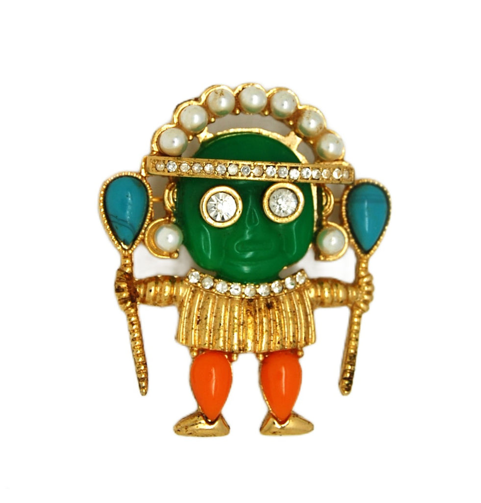 KJL Witch Doctor Lucite Vintage Figural Pin Brooch