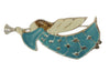 Christmas Holiday Flying Angel Silver Tone Horn Vintage Figural Brooch