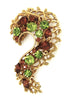 BSK Root Beer & Peridot Question Mark Filigree Vintage Figural Brooch