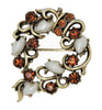 Lisner Pearls Rootbeer Stones Christmas Wreath Vintage Figural Brooch