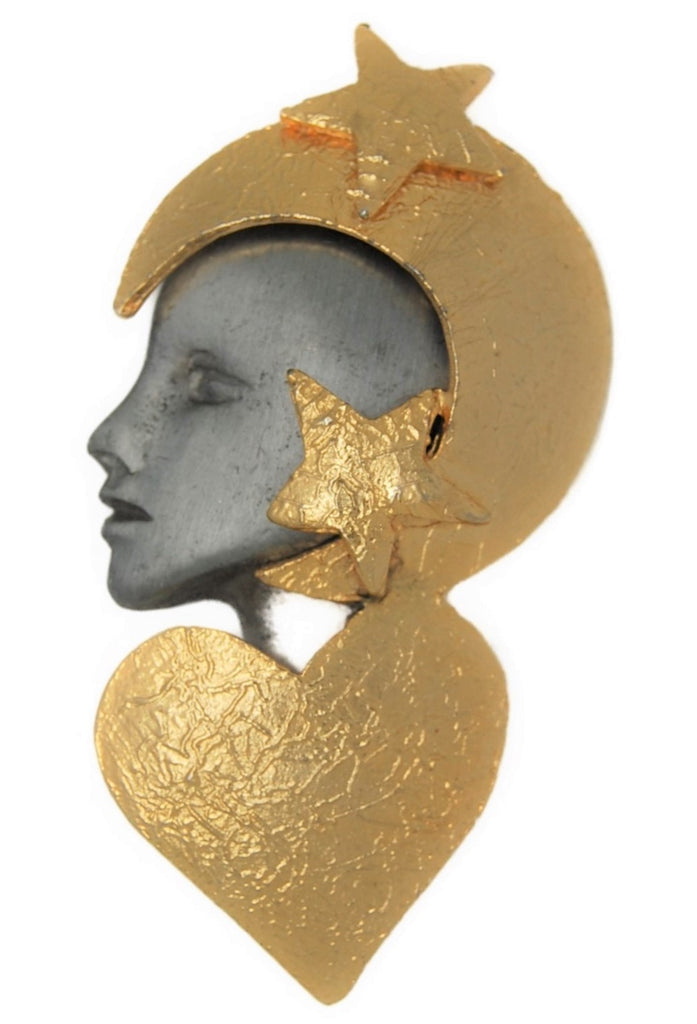 Ultracraft Star & Heart Female Celestial Vintage Figural Costume Brooch