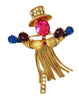 Corocraft Dangling Chains Bow Tie Scarecrow Vintage Figural Brooch
