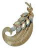 Coro Floral Leaf Aurora Borealis Vintage Figural Costume Brooch