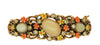 ART Enamel Moonstones Floral Clasp Vintage Figural Bracelet