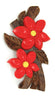 Celluloid Bright Blooms Carved Wood Branch Vintage Figural Brooch 1930s