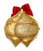 Holiday Christmas Double Ornament Red Ribbon Vintage Figural Brooch.