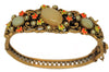 ART Enamel Moonstones Floral Clasp Vintage Figural Bracelet