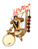 Longcraft Musician The Drummer Whimsical Copper WW2 Vintage Figural Brooch