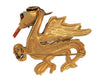 Damascene Spain Flame Breathing Dragon Vintage Figural Costume Brooch