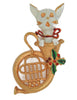 Corel Christmas Holiday Holly Cat Horn Vintage Figural Brooch