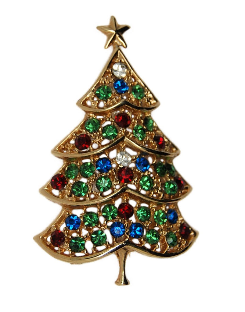 Hedy H Heart Christmas Holiday Tree Vintage Figural Pin Brooch
