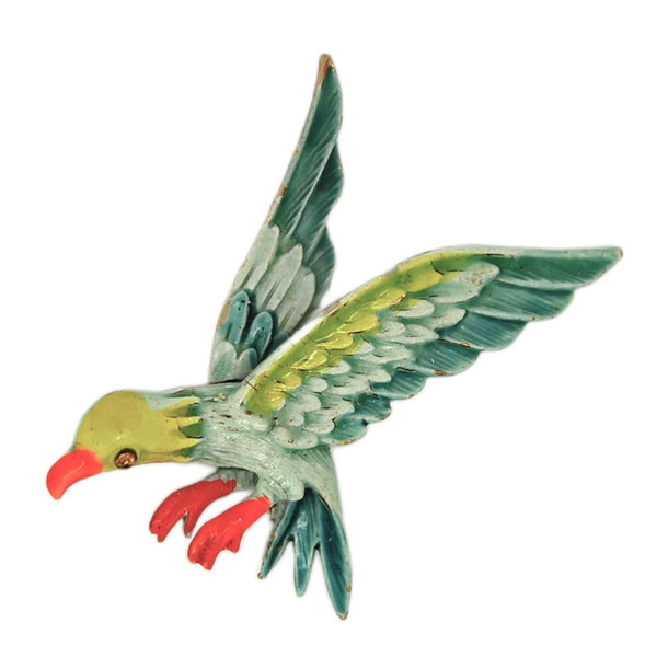 ART Colorful Flying Bird Gold Tone Vintage Costume Pin Brooch