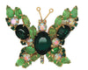 Juliana Emerald & Peridot Green Butterfly Vintage Figural Brooch