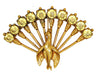 Art Deco Peacock Vintage Prong-Set Golden Topaz Stones Figural Pin Brooch