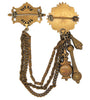 Art Deco Lovers Knot Dangling Charms Chatelaine Vintage Brooch Set