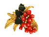Swoboda Angel Skin Carved Roses & Jade Leaves Vintage Figural Brooch
