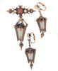 Hollycraft Dangle Christmas Lucite Lantern Brooch & Vintage Dangle Earrings