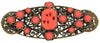 Neiger Brothers Look Coral Glass Beads Floral Mixed Brass Vintage Figural Brooch.