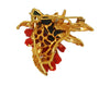 Swoboda Angel Skin Carved Roses & Jade Leaves Vintage Figural Brooch