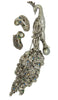 Cassini Cyvra Extra Large Peacock Vintage Figural Brooch & Earring Set