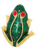 Trifari Emerald Enamel Gold Plate Frog Figural Costume Pin Brooch