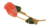 Swoboda Angel Skin Carved Rose & Jade Leaves Vintage Figural Brooch