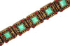 Braunstein Ruby & Green Jade Gold Plated Floral Framed Necklace & Bracelet Set