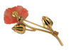Swoboda Angel Skin Carved Rose & Jade Leaves Vintage Figural Brooch