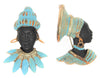 1940s Blackamoor Enameled Couple Vintage Figural Costume Brooch Set