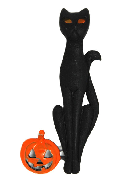 AJC Halloween Kitty Cat Pumpkin Vintage Figural Holiday Pin Brooch