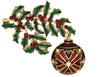 Monet Christmas Dangling Ornament and Holly Berry Bow Vintage Figural Brooch