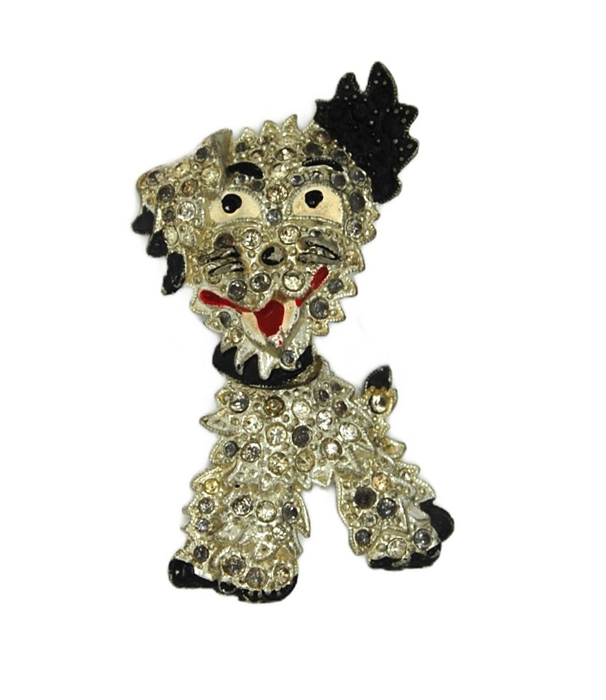 1940s Spotted Nodding Terrier Scottie Dog Vintage Costume Pin Brooch