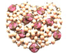 Czech Filigree Pink Art Glass & Tinted Glass Pearl Beaded Chain Vintage Necklace