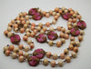Czech Filigree Pink Art Glass & Tinted Glass Pearl Beaded Chain Vintage Necklace