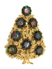 LJM Deep Purple Rivoli Crystal Christmas Tree Vintage Figural Costume Brooch