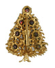 LJM Deep Purple Rivoli Crystal Christmas Tree Vintage Figural Costume Brooch
