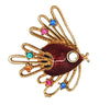 LJM Laurentian Ruby Enamel Wire Finned Vintage Figural Pin Brooch