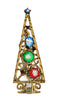Gold Crown Faux Opals Christmas Holiday Tree Vintage Brooch.