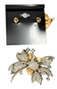 Avon Christmas Floral Marcasite Pearl Vintage Brooch Earring Set