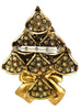 Massive Blue Bow Unique Vintage Rhinestone Christmas Tree Vintage Figural Brooch