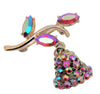 Dodds Ruby AB Rhinestones Dangle Christmas Bell Vintage Brooch